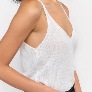 POL Striped sleeveless v-neck cami with racerback